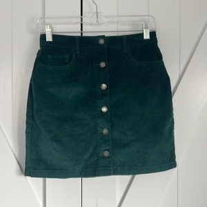 Hollister high rise green corduroy skirt. Size small.